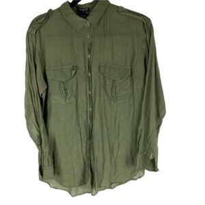 Aritzia -Talula  green sheer silk button down shirt